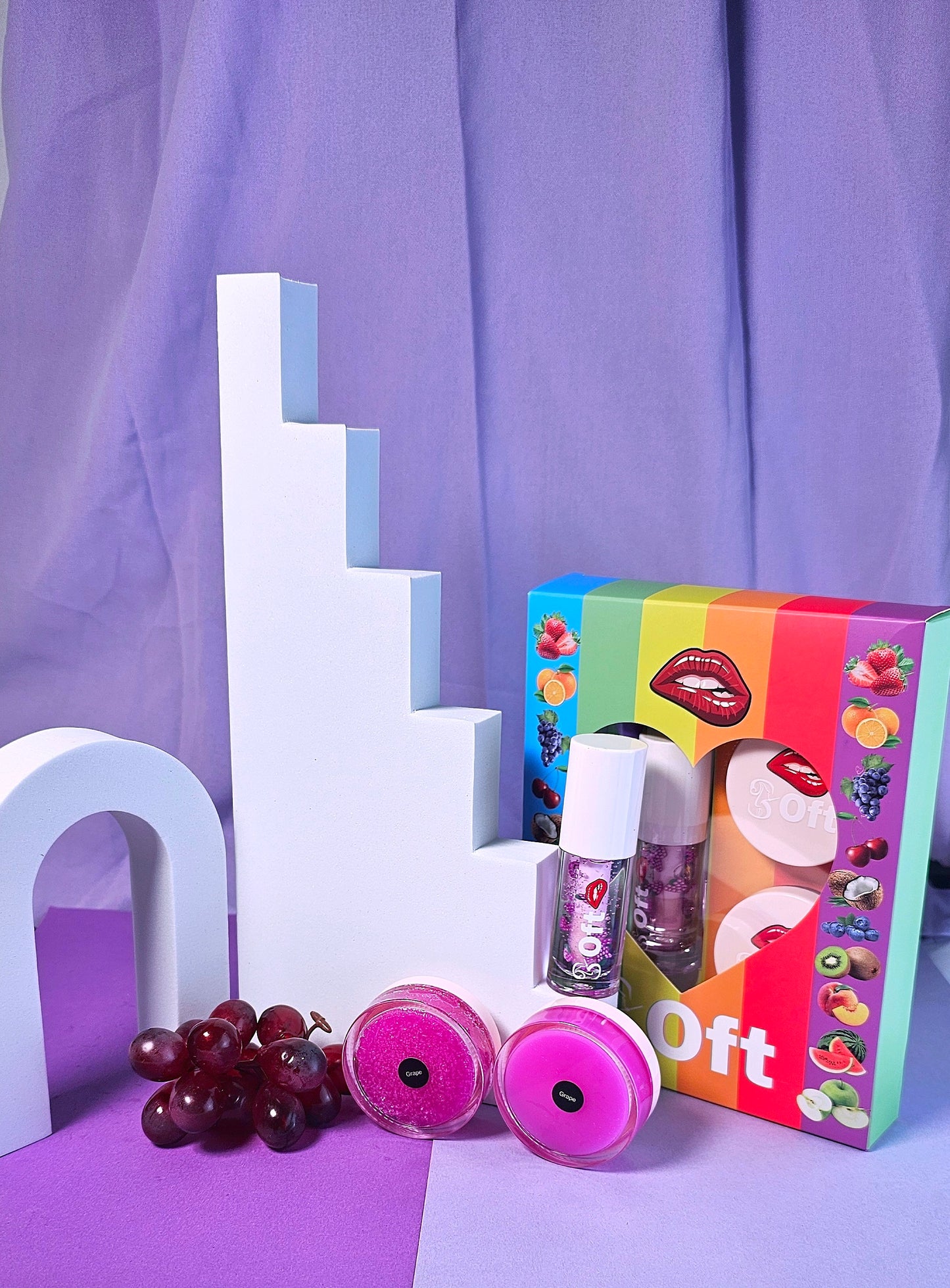 SOFT Vegan Lipcare Set – Trattamento labbra fruttato con fragola, kiwi, uva, arancia e mirtillo