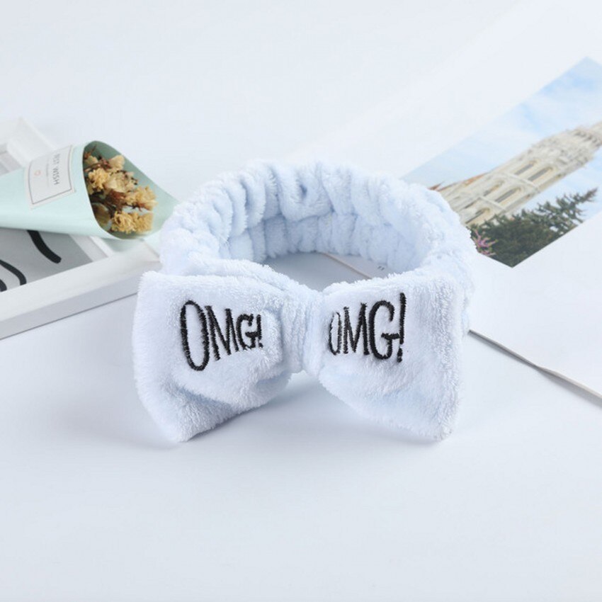 OMG Bow Headband: Versatile for Girls and Women, Great for Washing Face, Soft Coral Fleece Turban, Elastic Hair Bands, Makeup Helper