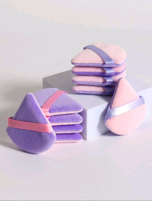 Piumino per cipria in velluto a forma di triangolo da 10 pezzi, appositamente progettato per il contouring, sotto gli occhi e gli angoli, beauty blender di bellezza per fissare la cipria, adatto a tutti i tipi di pelle