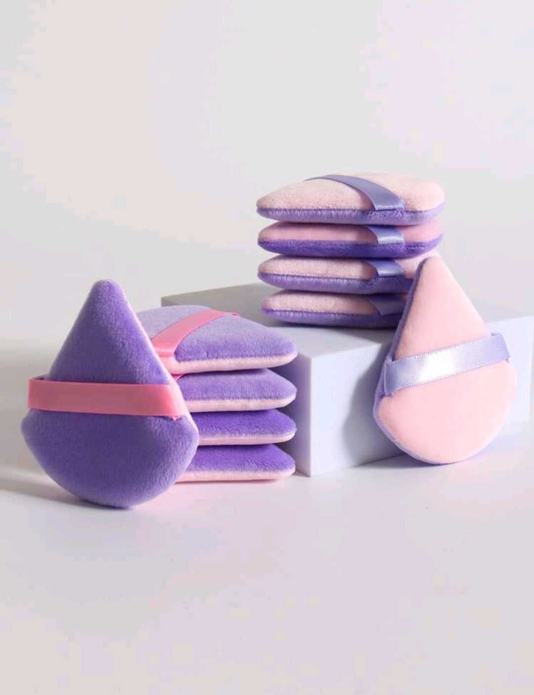 10pcs Triangle Shape Velvet Powder Puff Specially Designed for Contouring, Under Eyes and Corners, Beauty Blender for Setting Powder, Suitable for All Skin Types