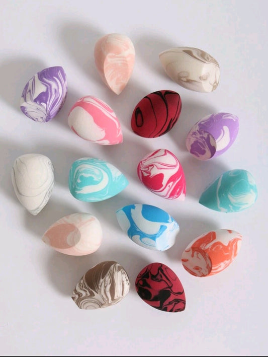 Éponge de maquillage en forme de goutte d'eau avec motif marbré - Fond de teint, anti-cernes et poudre cosmétique
