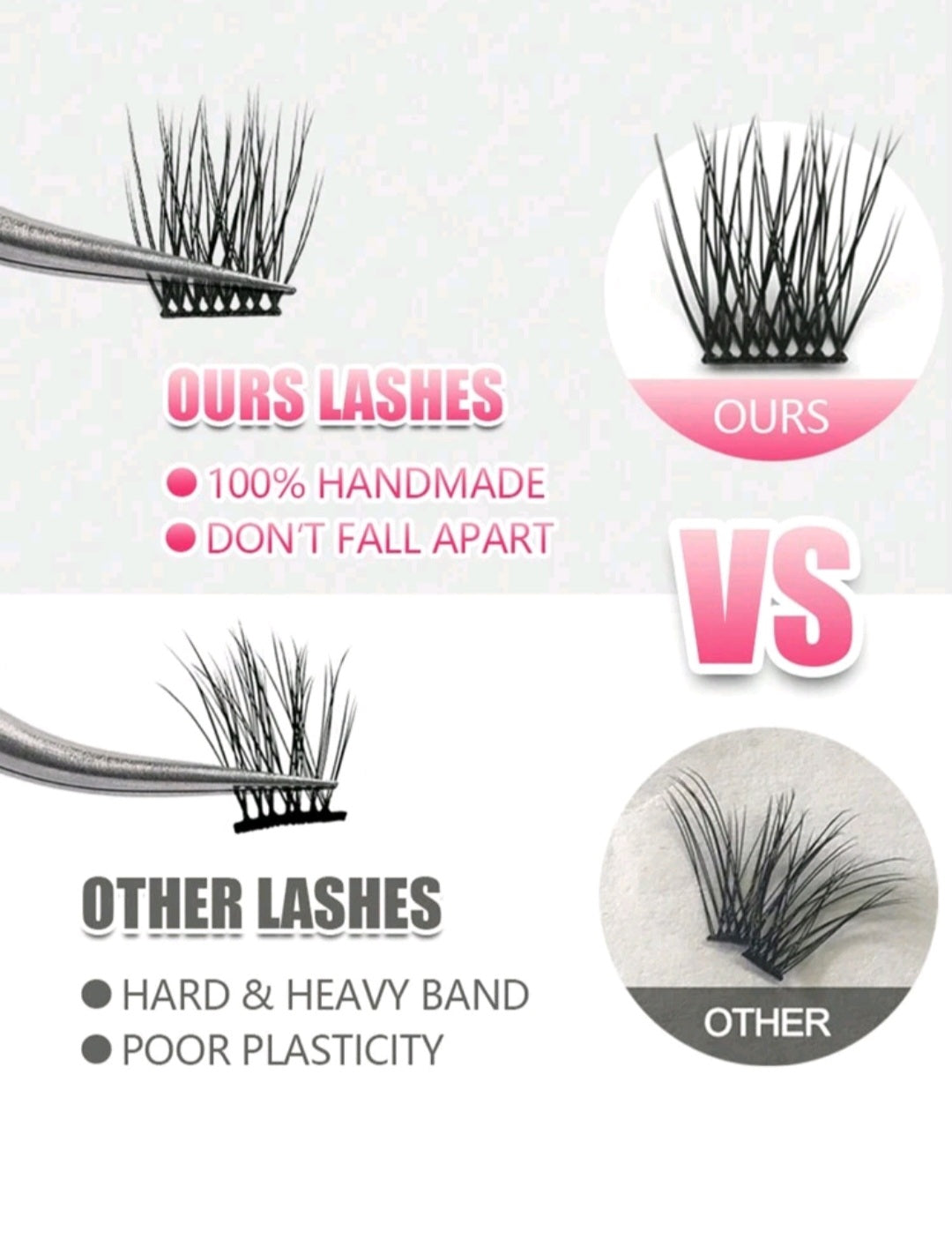 Ciglia Finte a Grappolo Sigillate Termicamente con Nastro Morbido per l'Estensione delle Ciglia - Fai da Te