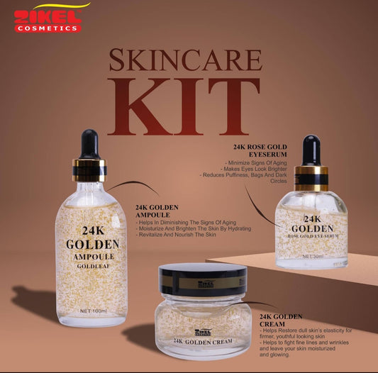 Set di Cura della Pelle Zikel 24K Gold (Edizione King Tonto Dikeh) - Idratante Ipoallergenico per Tutti i Tipi di Pelle