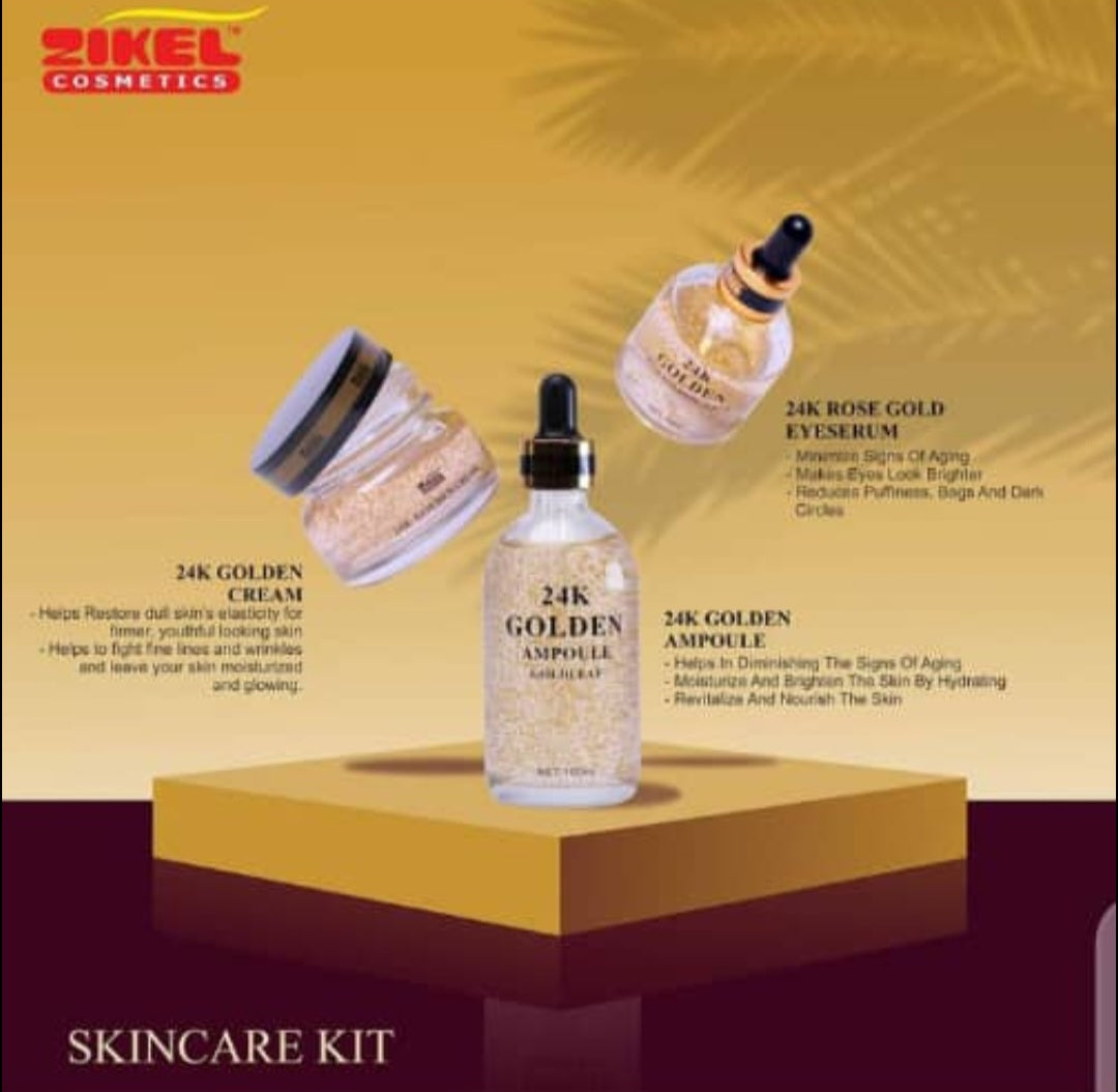 Siero Contorno Occhi Zikel Skin Care 24K Golden - Idratante Ipoallergenico per Tutti i Tipi di Pelle"