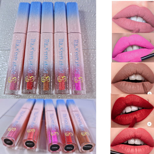 Rossetto Opaco~Matte Liquid Lipstick, Matte Waterproof Vegan Non-Stick Longlasting Kiss Proof Lipstain 5 Colors Valvety Non Fade, Non Grease Lip Stains For Women and Girls, Pigmented Lip Makeup - SANDY'S MAKEUP AND ARTISTRY