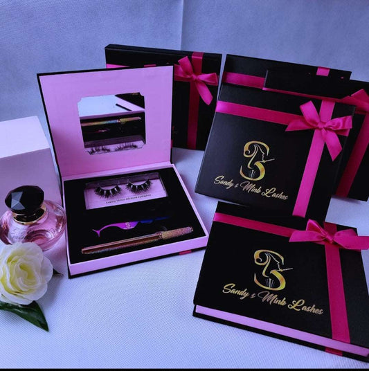 Ciglia Finte 8D Riutilizabile In Visone Vegano Con Eyeliner Adesivo Impermeabile, pinzetta per ciglia e spazzolina Kit 25mm/16mm 8D Vegan Mink Eyeashes Extension Kit With Box Style SASSY LADY - SANDY'S MAKEUP AND ARTISTRY