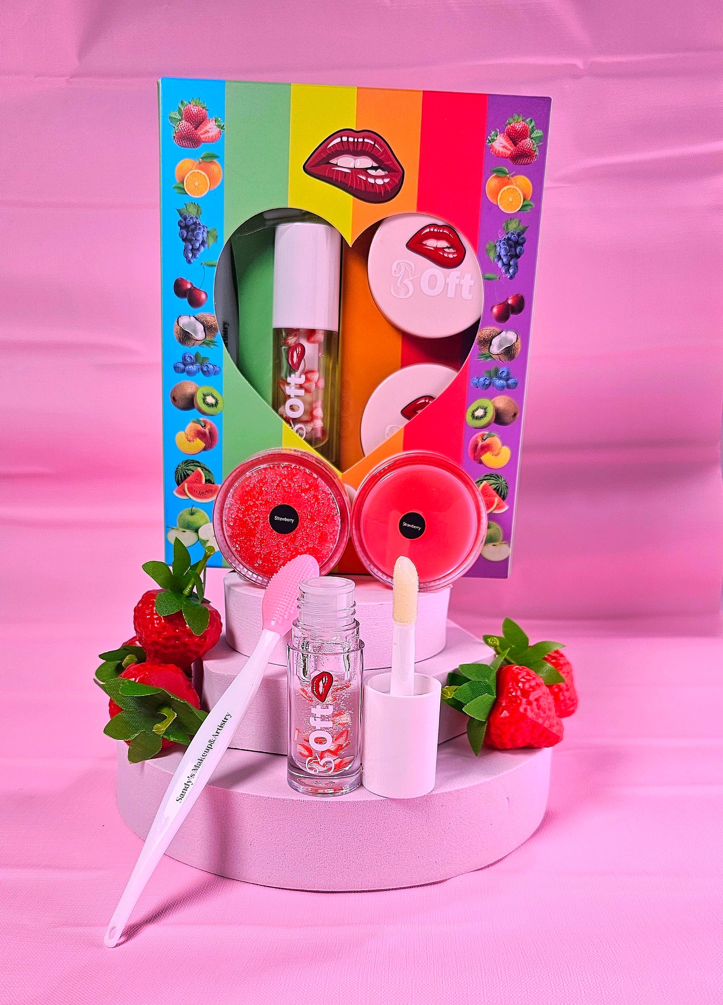 SOFT Vegan Lipcare Set – Fruity lip care with strawberry, kiwi, grape, orange and blueberry