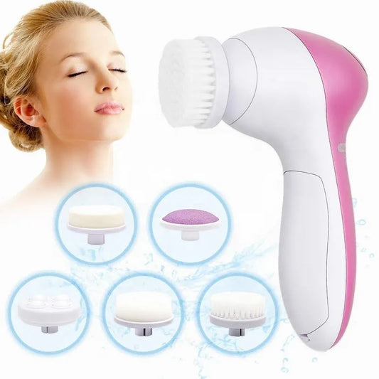 Spazzola elettrica viso multi-funzionale 5 in 1: Dispositivo per la pulizia del viso, detergente per i pori, massaggiatore facciale