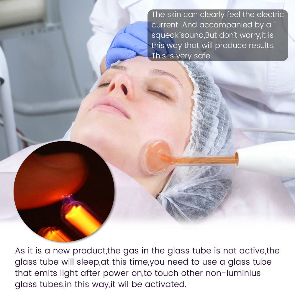 Bacchetta elettrodo ad alta frequenza 4in1 con tubo in vetro per elettroterapia neon per rimuovere le macchie dell'acne e trattamento facciale