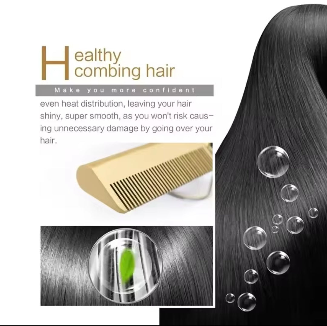 Pettine Elettrico 2-in-1 Riscaldato – Spazzola Lisciante & Arricciacapelli per Capelli Bagnati e Asciutti, Strumento Anti-Crespo