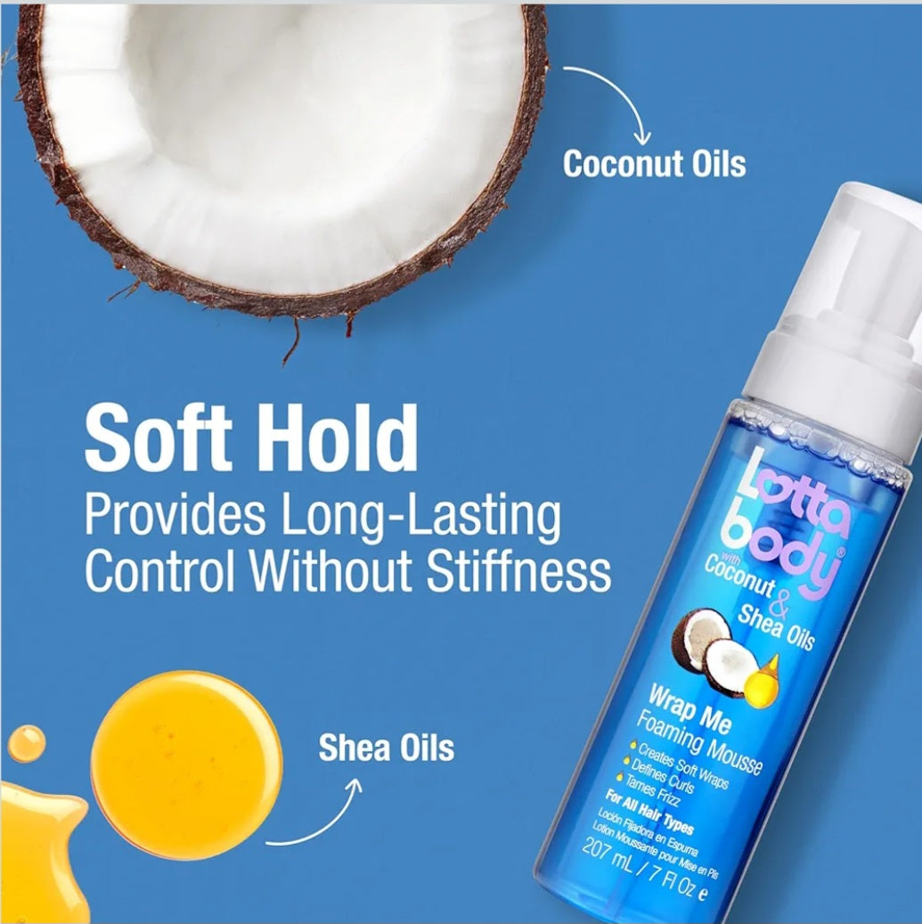 Lottabody Wrap Me Foaming Mousse con Oli di Cocco e Karité – Per Tutti i Tipi di Capelli (207ml)