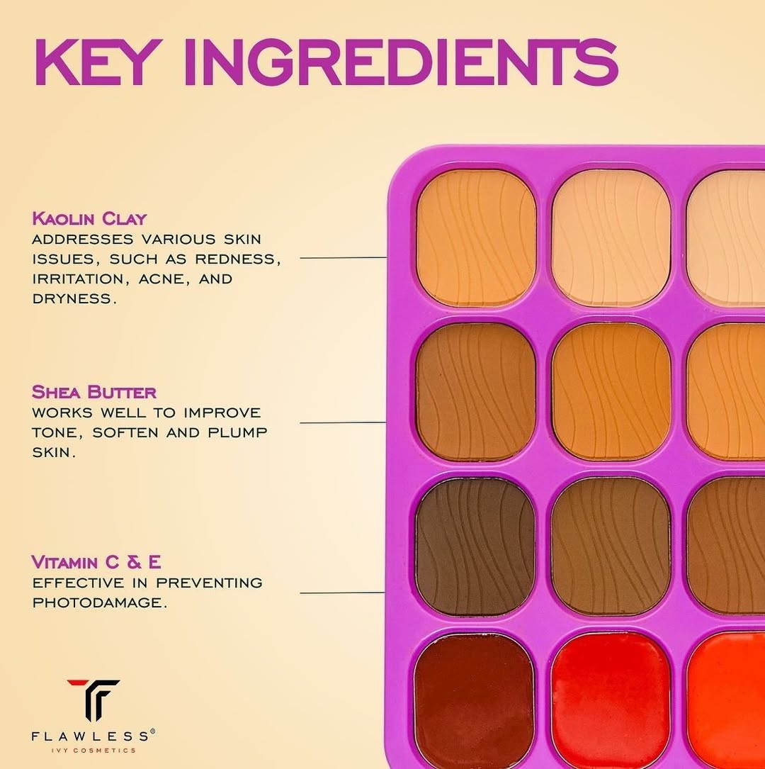 Flawless Ivy Palette Contouring & Blush High Definition – Palette Viso All-in-One per Sculpting, Definizione e Blush | Ciprie HD ad Alta Pigmentazione per Contouring, Bronzer e Illuminazione
