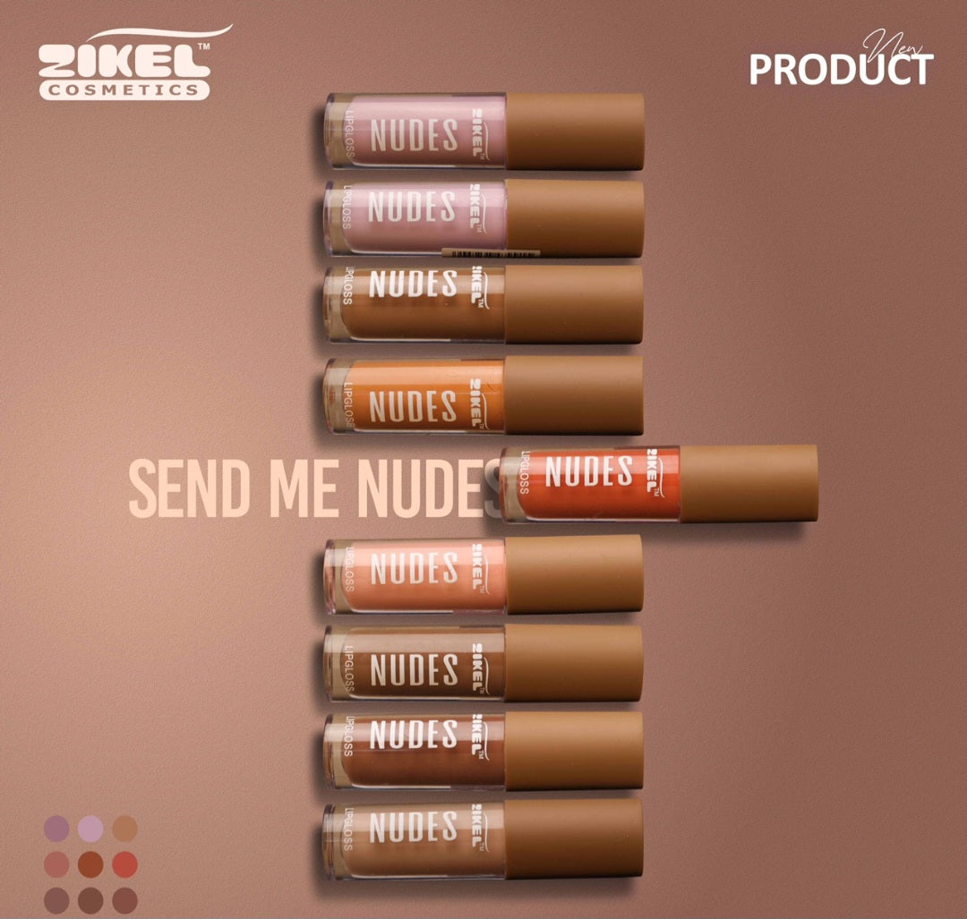 Zikel Send Me Nudes Gloss Volumizzante – Set di 6 Tonalità Nude Intense per Labbra Piene e Seducenti (Venduto Singolarmente o in Set)