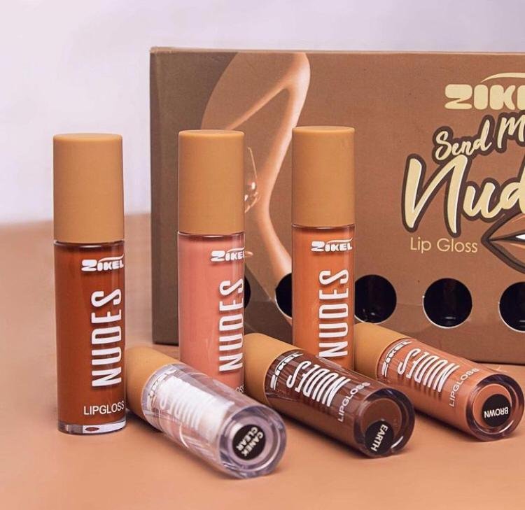 Zikel Send Me Nudes Gloss Volumizzante – Set di 6 Tonalità Nude Intense per Labbra Piene e Seducenti (Venduto Singolarmente o in Set)