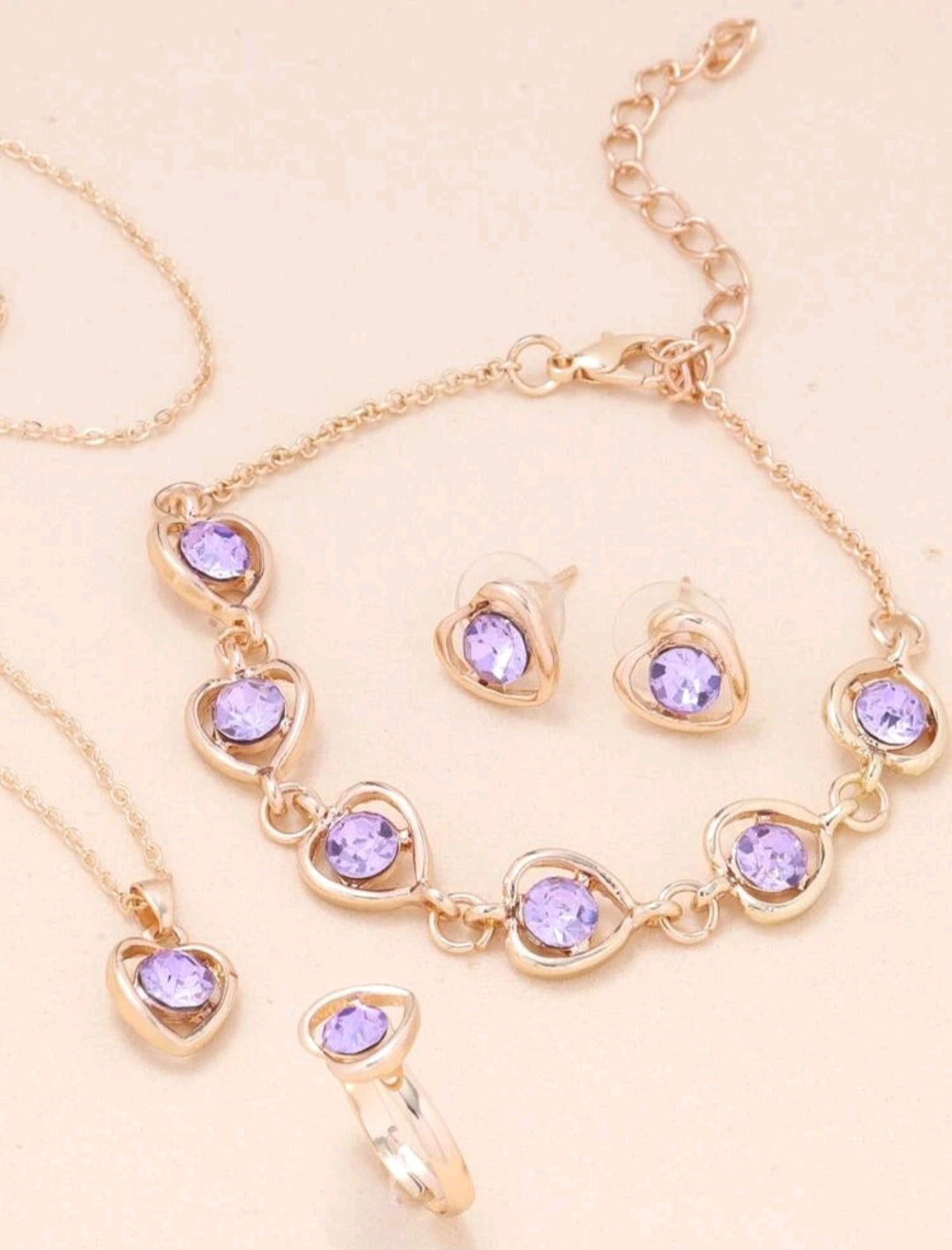 Handmade Gemstone Jewellery Sets{Necklace, Earrings&Ring}~ Set di gioielli fatti a mano con pietre preziose ~ collana, orecchini&anello - SANDY'S MAKEUP AND ARTISTRY 